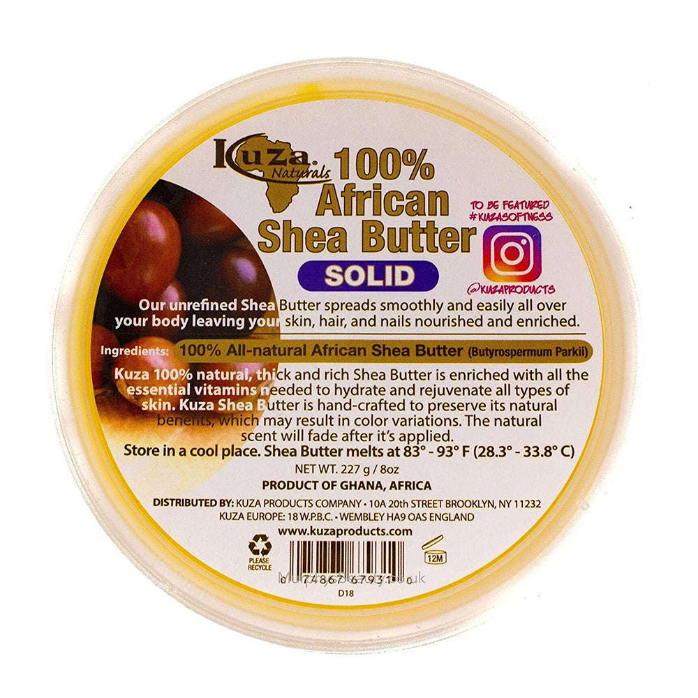 Kuza African Shea Butter Solid for Hydrate Skin, 8 Oz