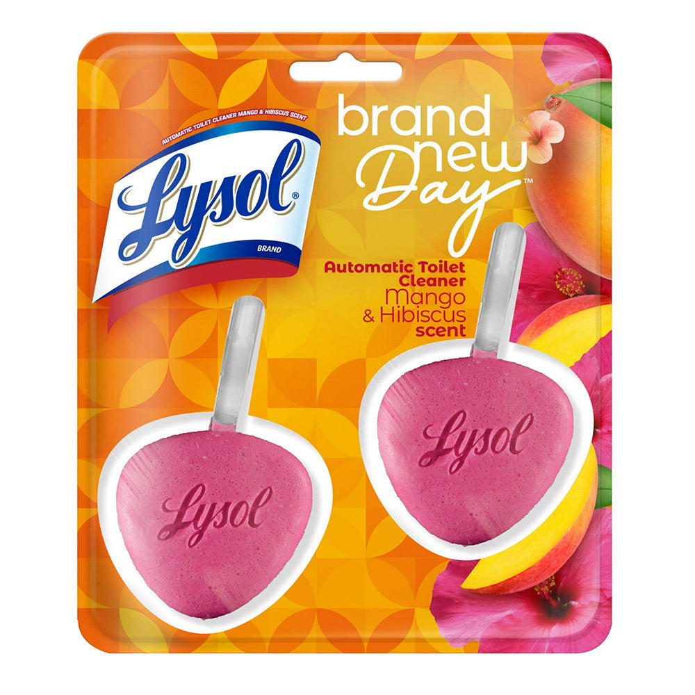 Lysol Automatic Toilet Bowl Cleaner Mango and Hibiscus Scent 1.41Oz (40g) 2Ea