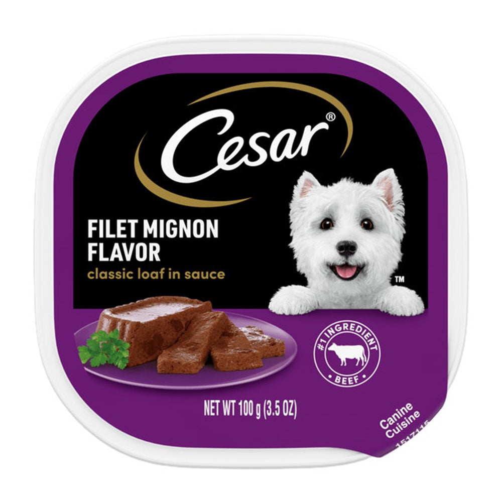 Cesar Classic Loaf in Sauce Filet Mignon Flavor Great Taste Wet Dog Food 3.5Oz (100g)