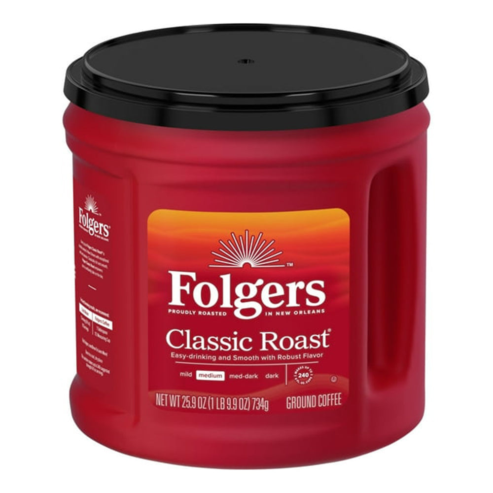 Folgers Classic Roast Ground Coffee for Rich and Smooth Flavor 25.9Oz (734g)