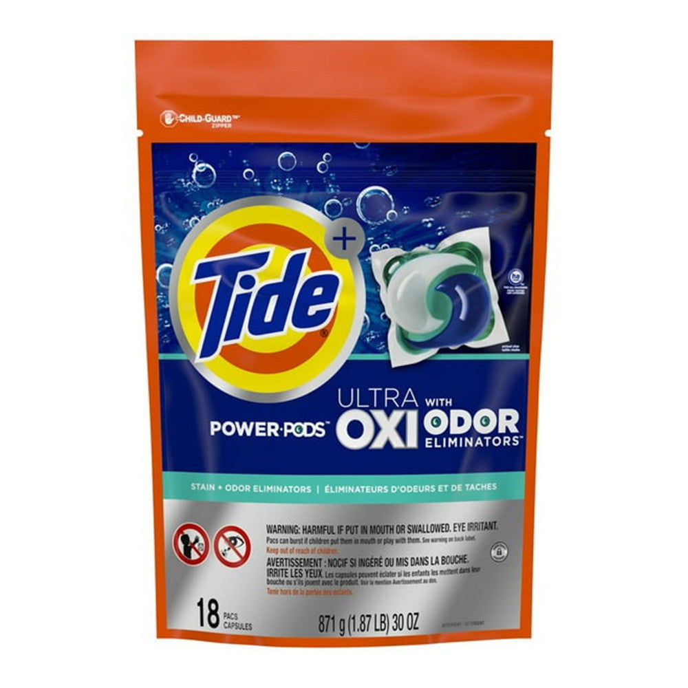 Tide Ultra OXI Power PODS with Odor Eliminators Laundry Detergent Pacs, 30 Oz