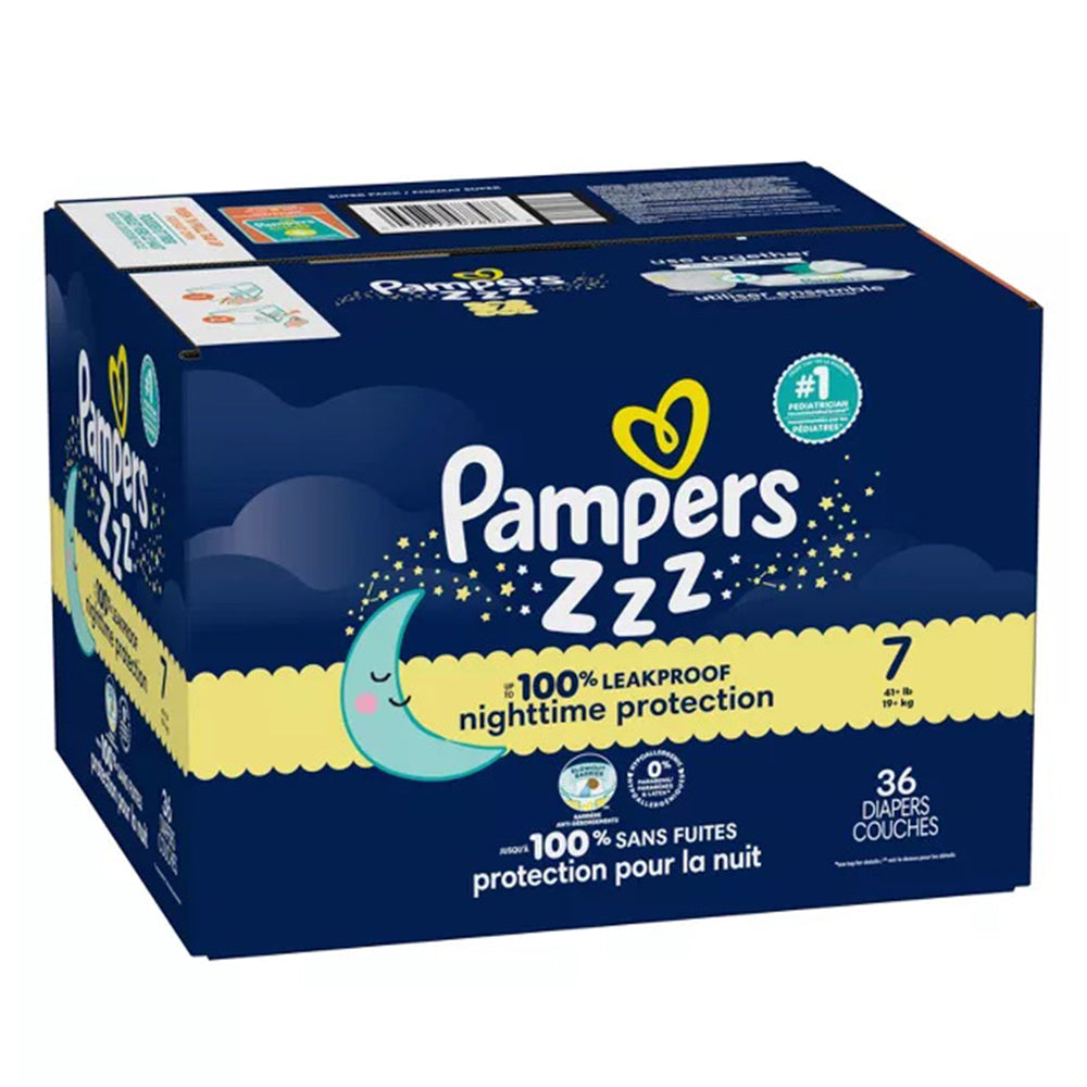 Pampers Swaddlers Overnight Diapers Skin Protection Size 7 36Ea