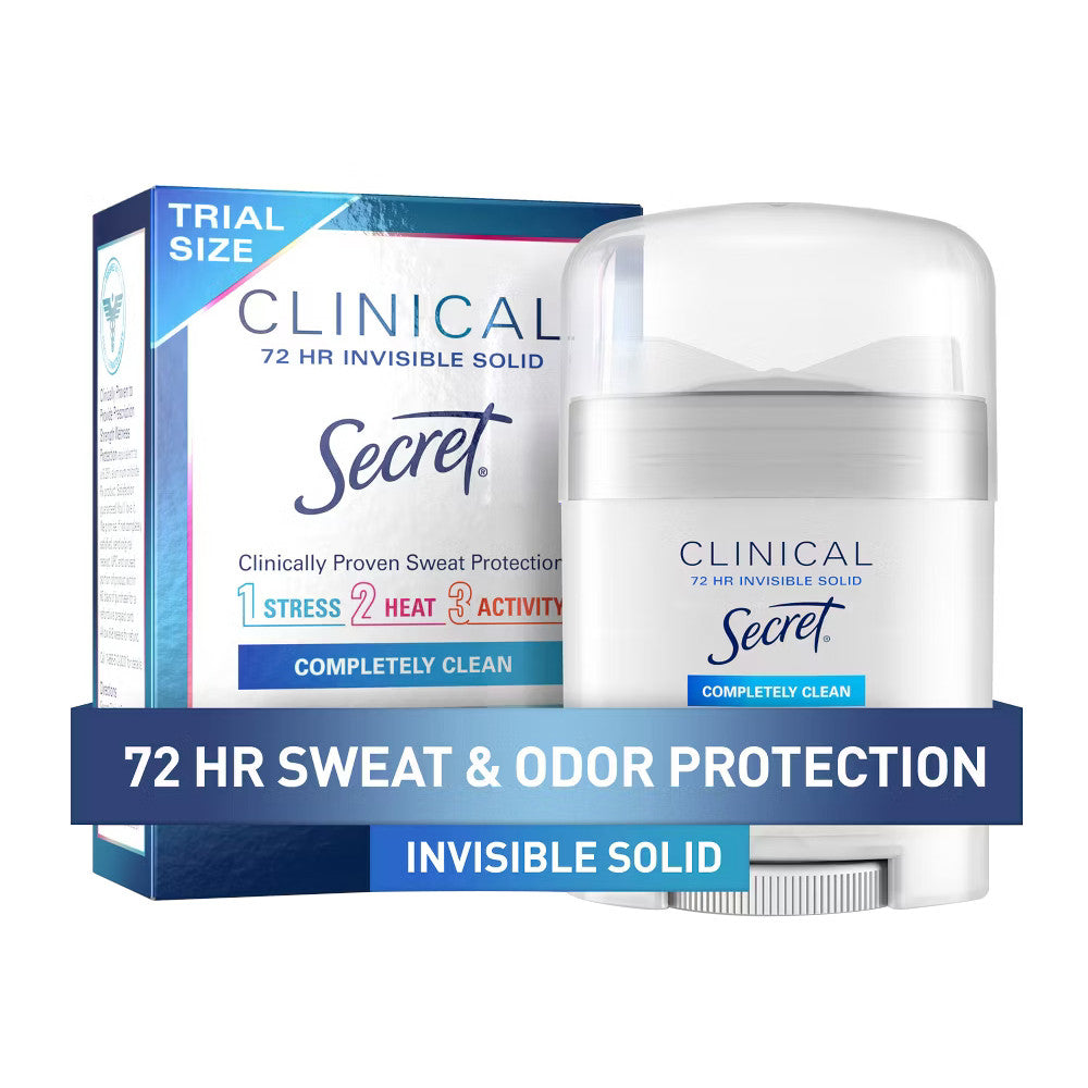 Secret Clinical Strength Completely Clean Invisible Solid Antiperspirant and Deodorant, 0.5 Oz
