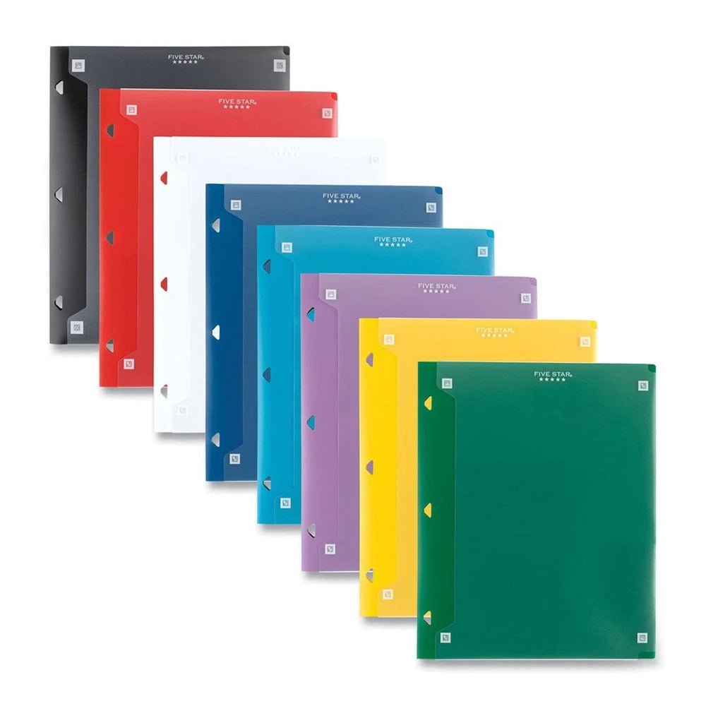Mead 5 Star Clear Poly 3 Compartment Portfolio for Documents Papers and School Materials 1Ea