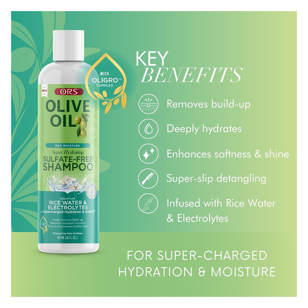 ORS Olive Oil Super Hydrating Sulfate Free Shampoo, 16 Oz