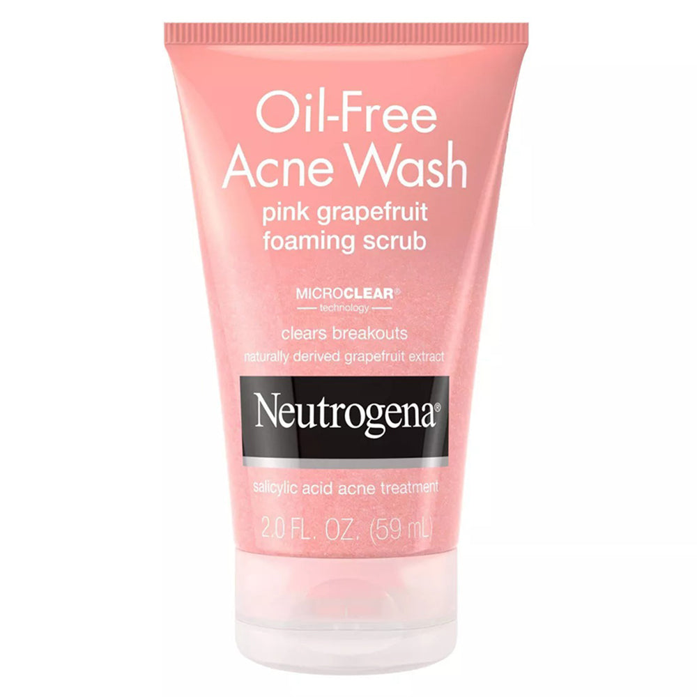 Neutrogena Oil Free Pink Grapefruit Acne Face Wash and Foaming Scrub with Vitamin C 2Oz (59ml)
