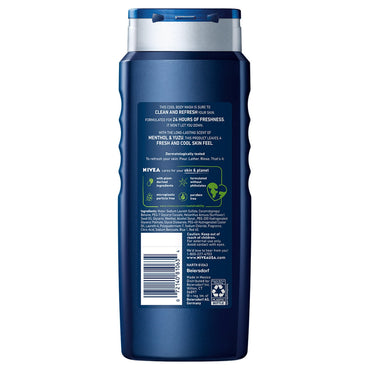 Nivea For Men Body Wash, Cool - 16.9 Oz