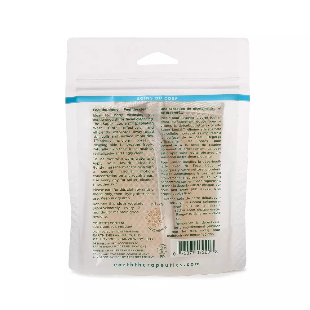 Earth Therapeutics Superloofah Exfoliating Wash Cloth, 1 Ea
