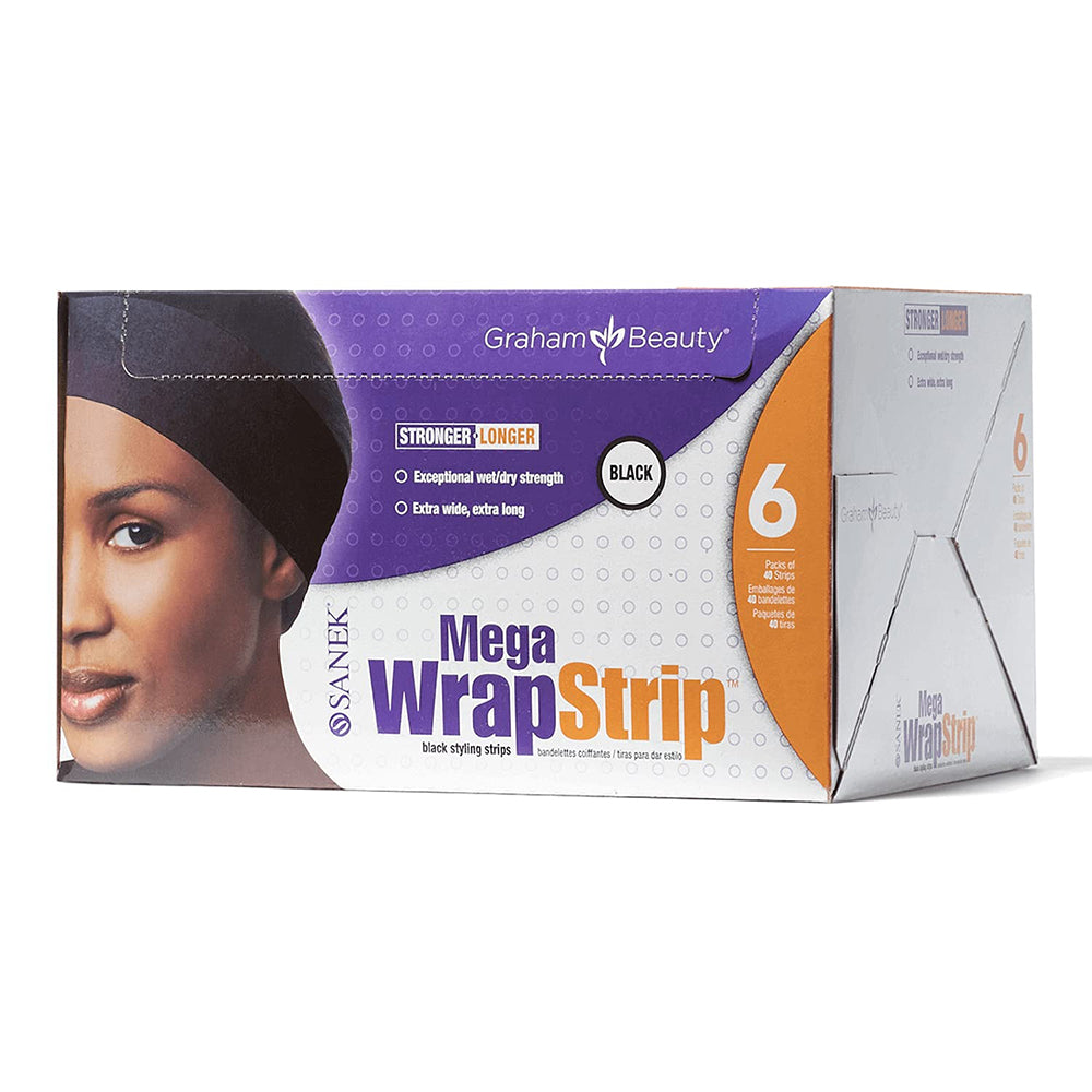 Graham Beauty Sanek Salon Supplies Mega Wrap Strips Black Hair Styling 40Ea