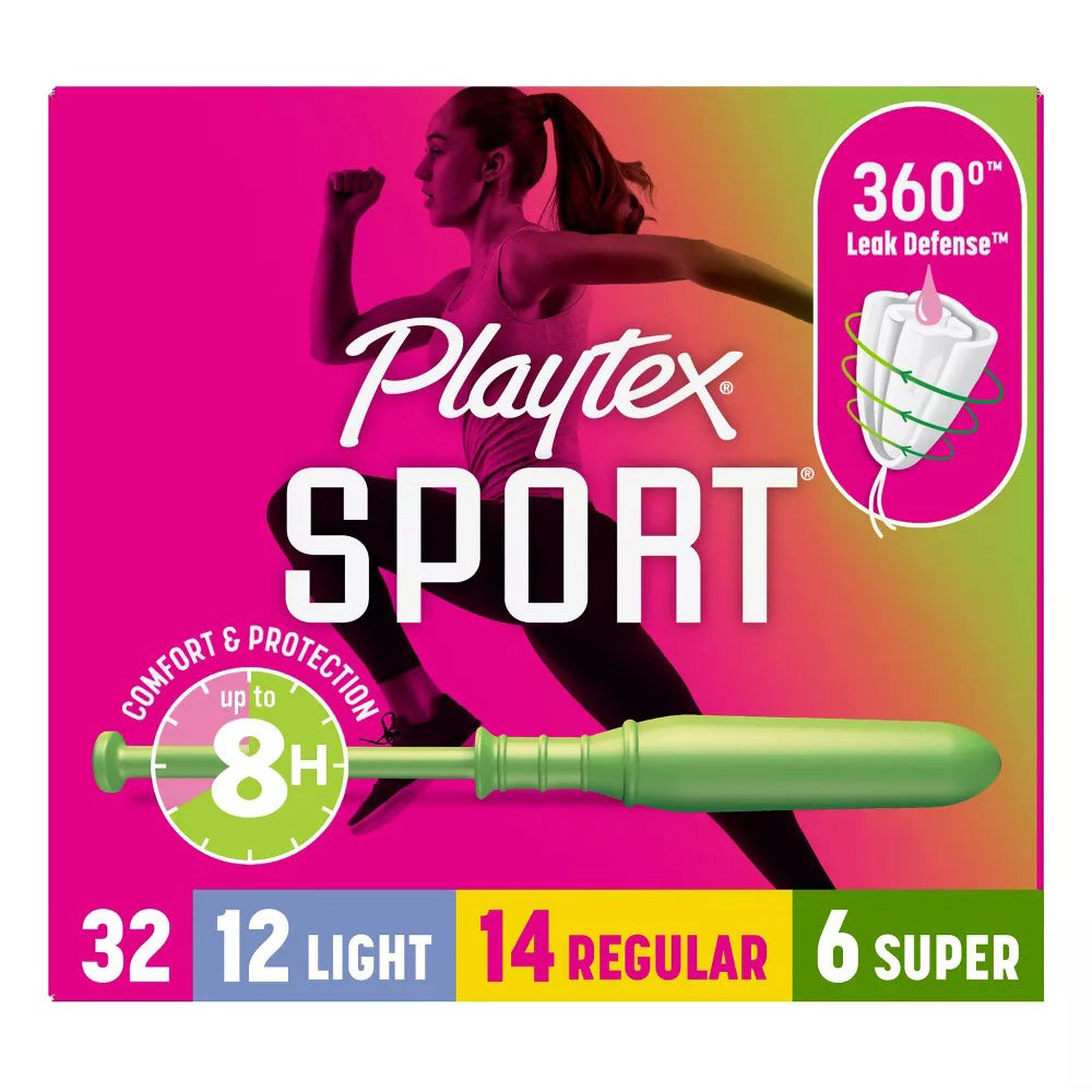 Playtex Sport Triplepack Tampons with Comfort Light Regular and Super 32Ea