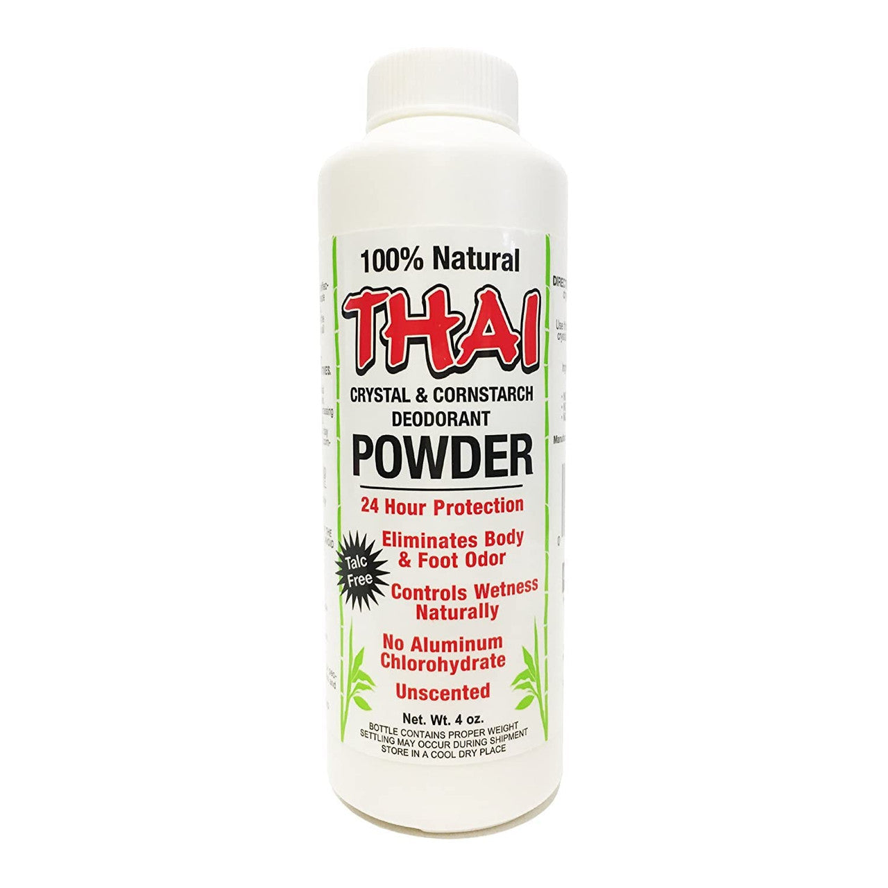 Thai Deodorant Stone Thai Crystal And Cornstarch Deodorant Body Powder, 4 Oz