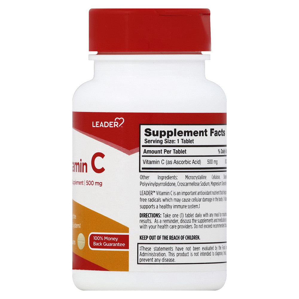 Leader Vitamin C Dietary Supplement 500 Mg Tablets, 100 Ea
