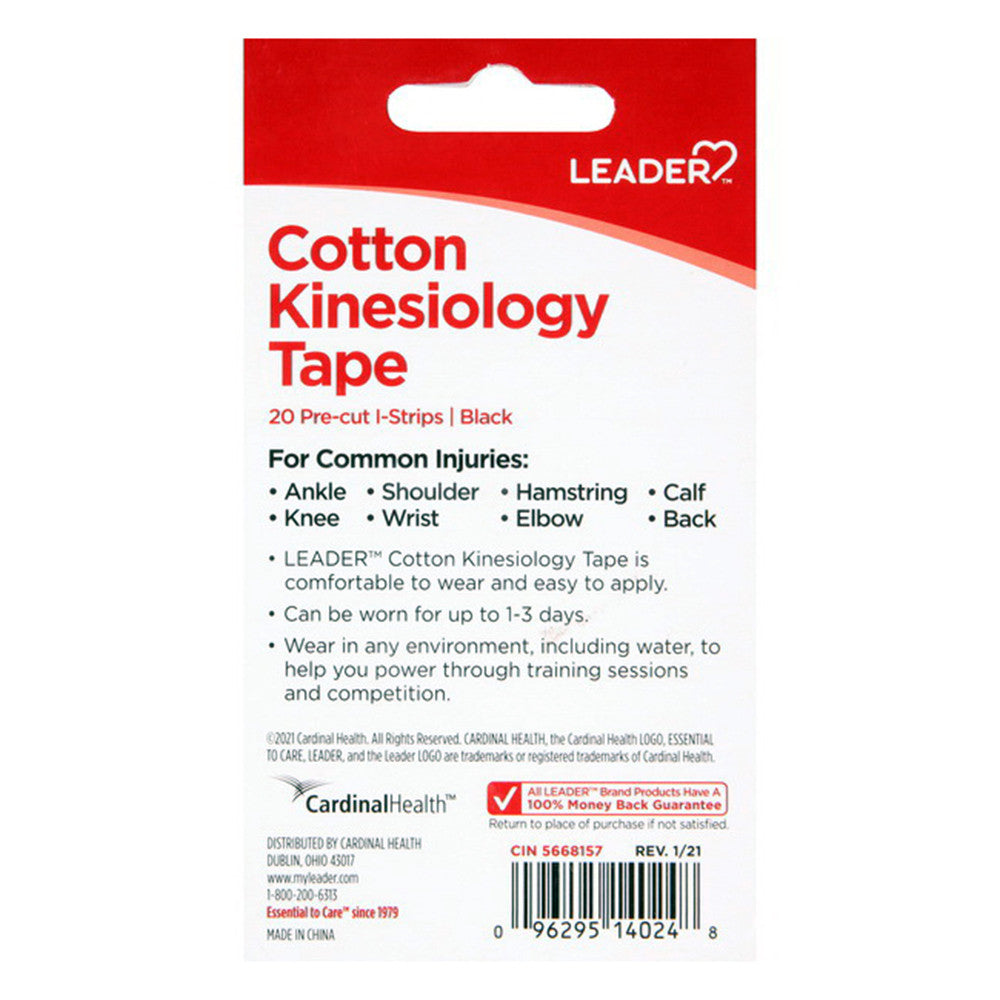 Leader Cotton Kinesiology Black Tape, 1 Ea