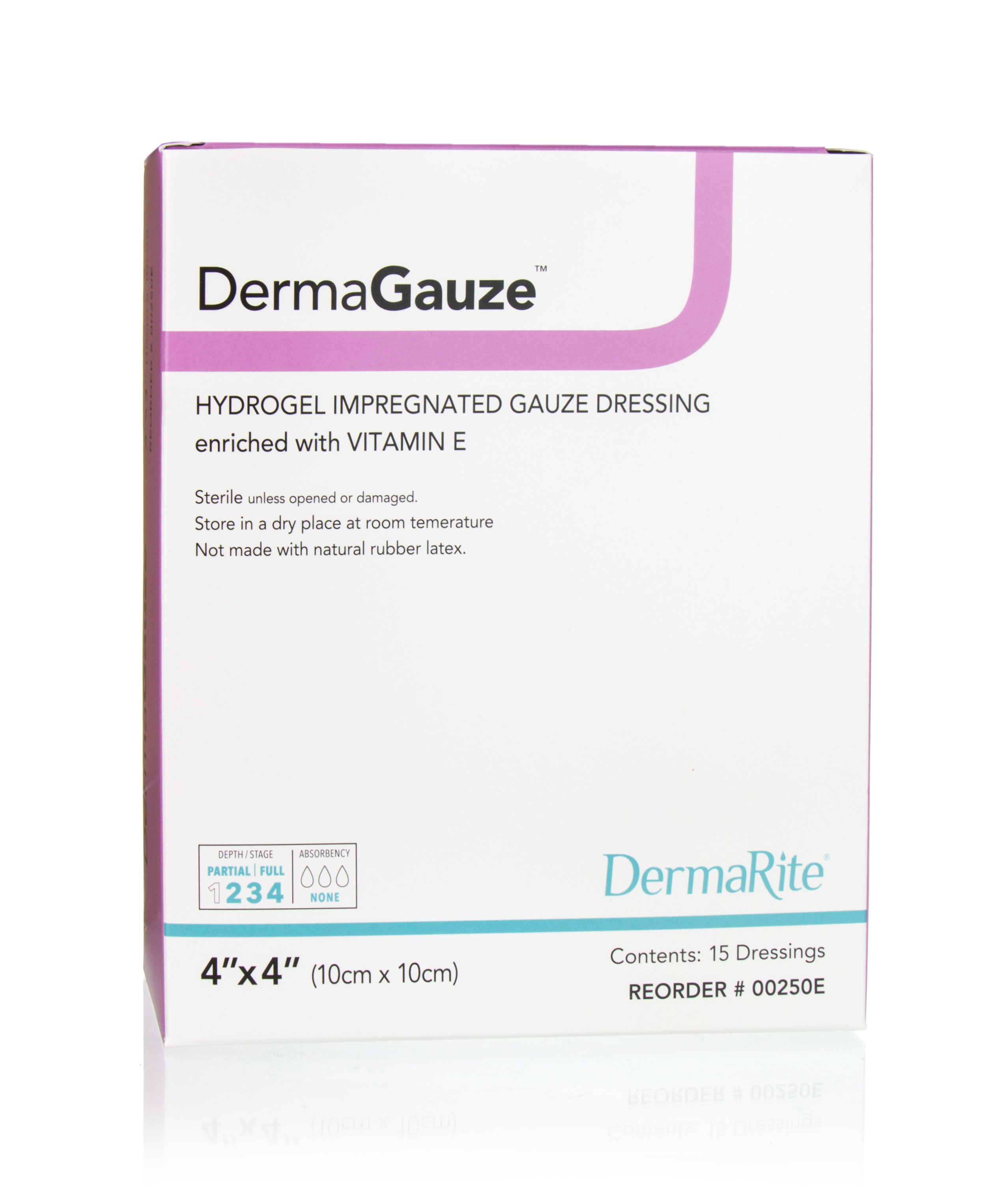 Dermagauze Impregnated Hydrogel Wound Dressing Size 4 X 4 Inches Vitamin E Enriched Hydrogel Formula Promotes Wound Moisture Levels and Healing Process 15Ea