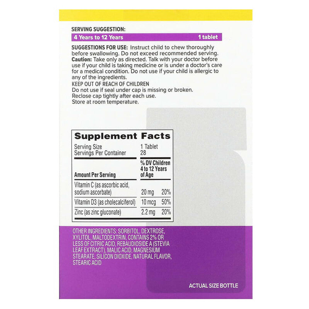 Zarbees Childrens Daily Immune Support 4+ Years Chewable Tablets, Natural Tropical Fruit Flavor, 28 Ea
