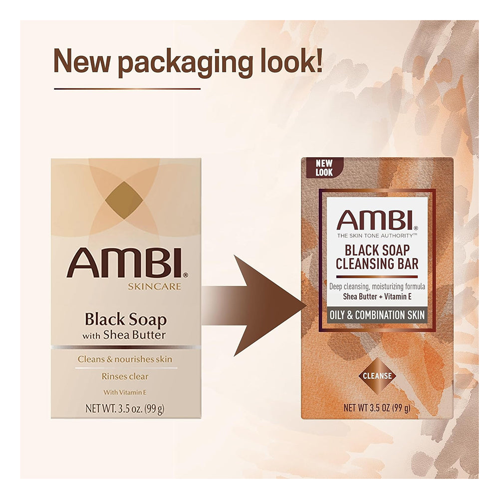 Ambi Black Soap with Shea Butter Bar Deep Cleansing and Skin Balancing Formula 3.5Oz (99g)