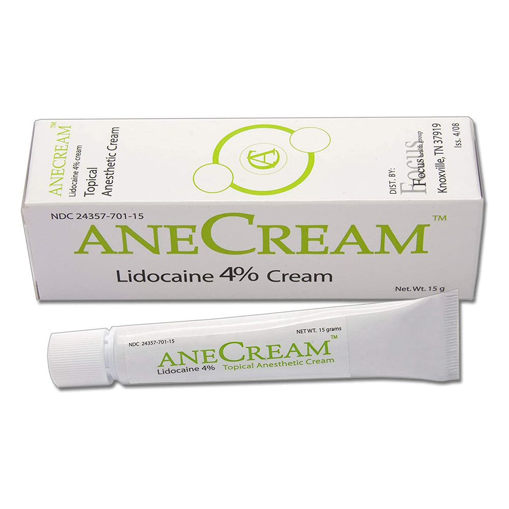 Focus Health Anecream Lidocaine 4% Cream Topical Anesthetic for Temporary Relief of Pain and Itching 0.5Oz (15g)