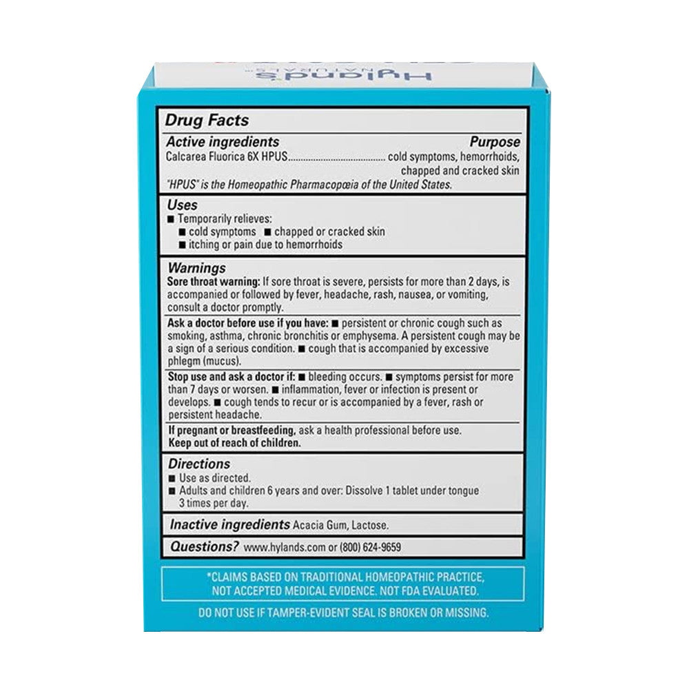 Hylands Naturals Cell Salt No 1 Calc Fluor 6X Tablets, Natural Relief of Colds, 100 Ct