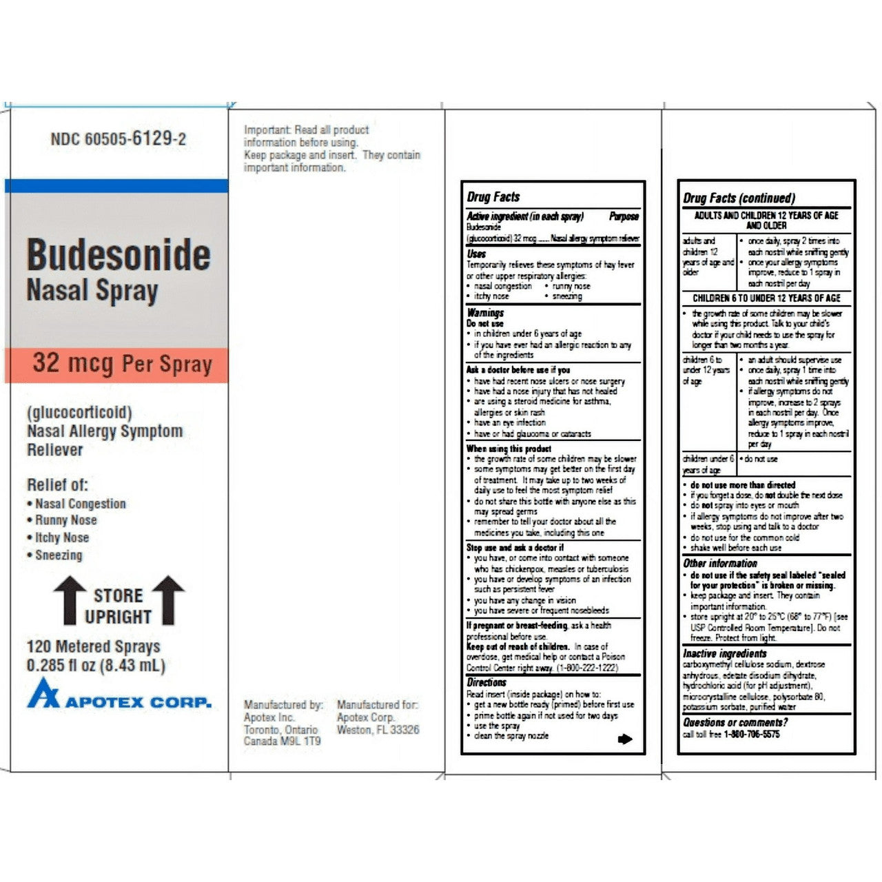 Budesonide Nasal Spray, 32 Mcg, 8.43 Ml, 0.285 Oz