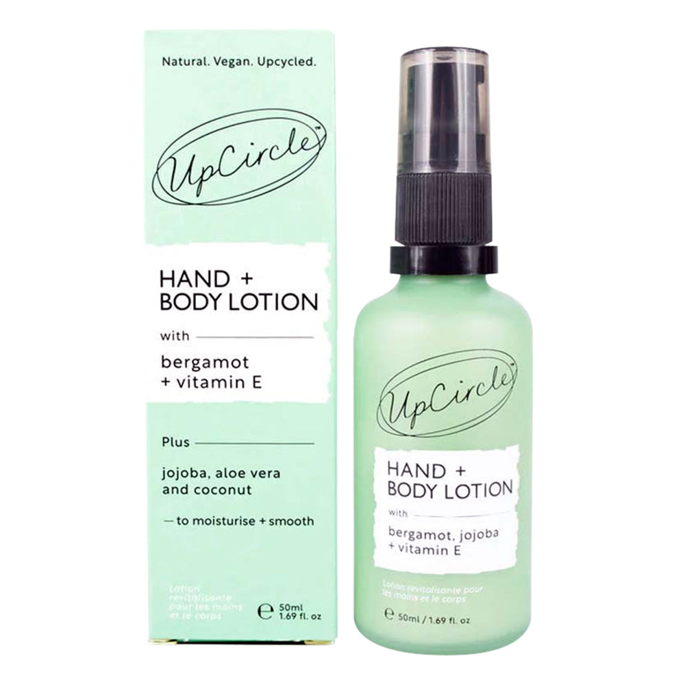 Upcircle Beauty Vegan Hand and Body Lotion with Bergamot Jojoba and Vitamin E for Soothing and Hydrating Skin 1.69Oz (50ml)