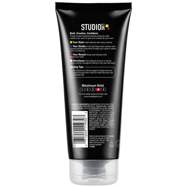 L'Oreal Paris Studio Line Invisi Gel Max Hold High Shine Hair Styling Gel, 6.8 Oz