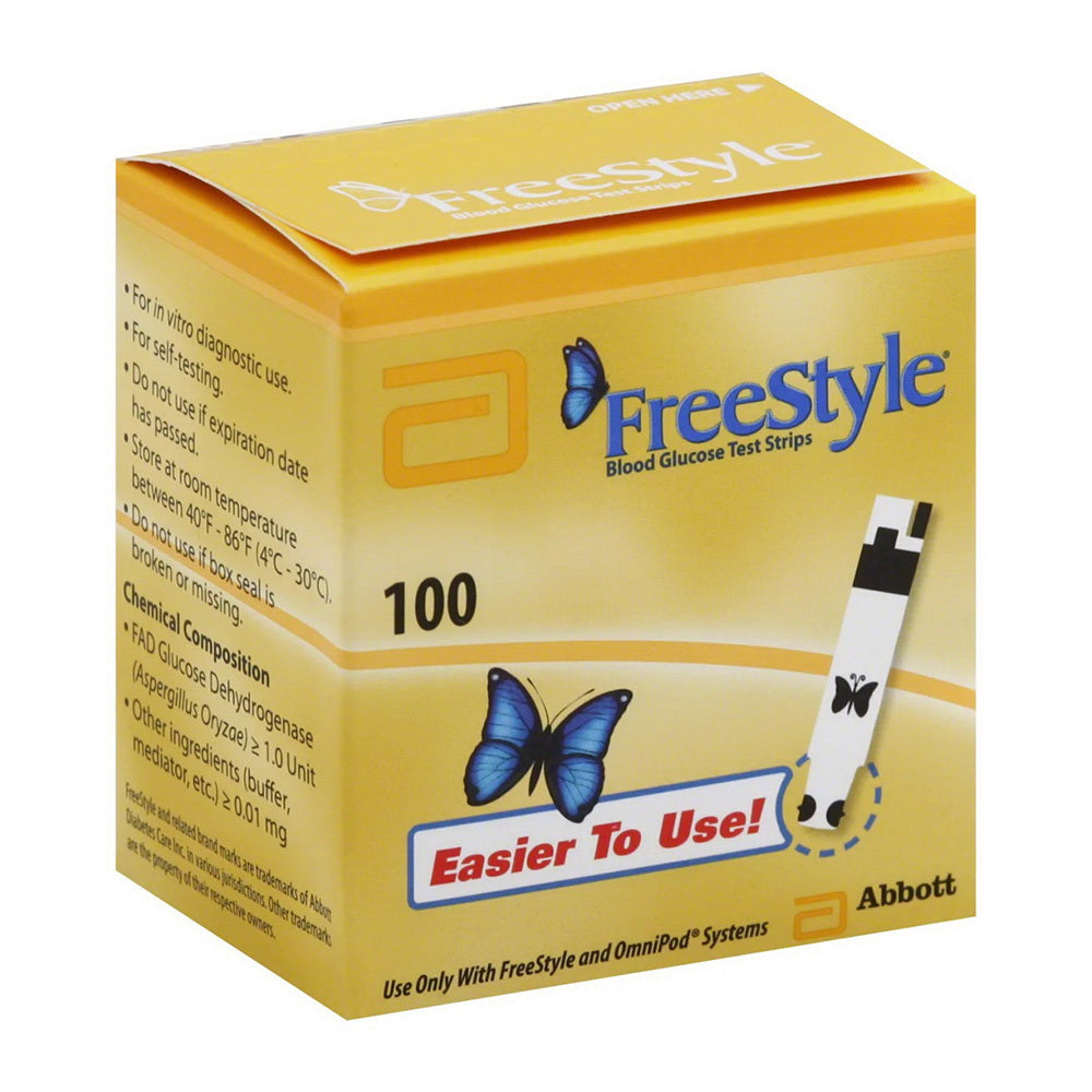 Abbott FreeStyle Test Strips Blood Glucose Monitoring 100Ea