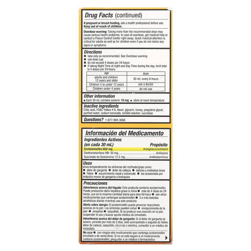 Tukol Night Time Honey Multisymptom Cold and Flu Relief Syrup, 4 Oz