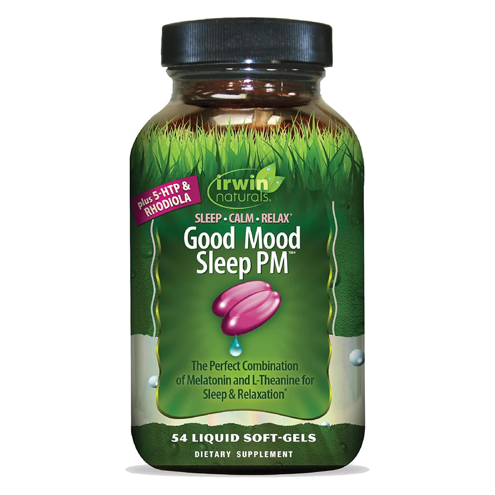Irwin Naturals Good Mood Sleep PM Liquid Softgels for Relaxation 54Ea
