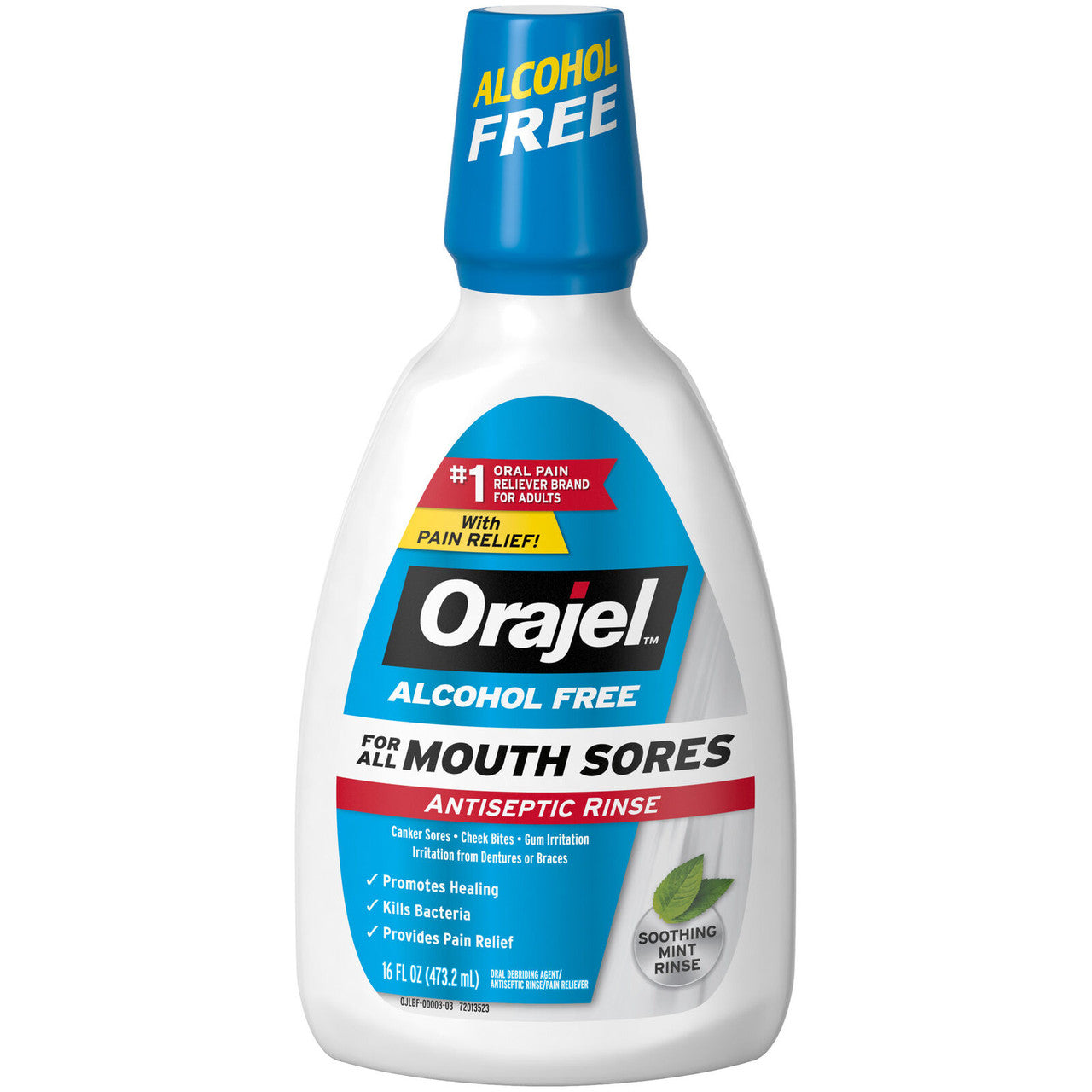 Orajel Alcohol-Free Antiseptic Mouth Sore Wash Rinse - 16 Oz