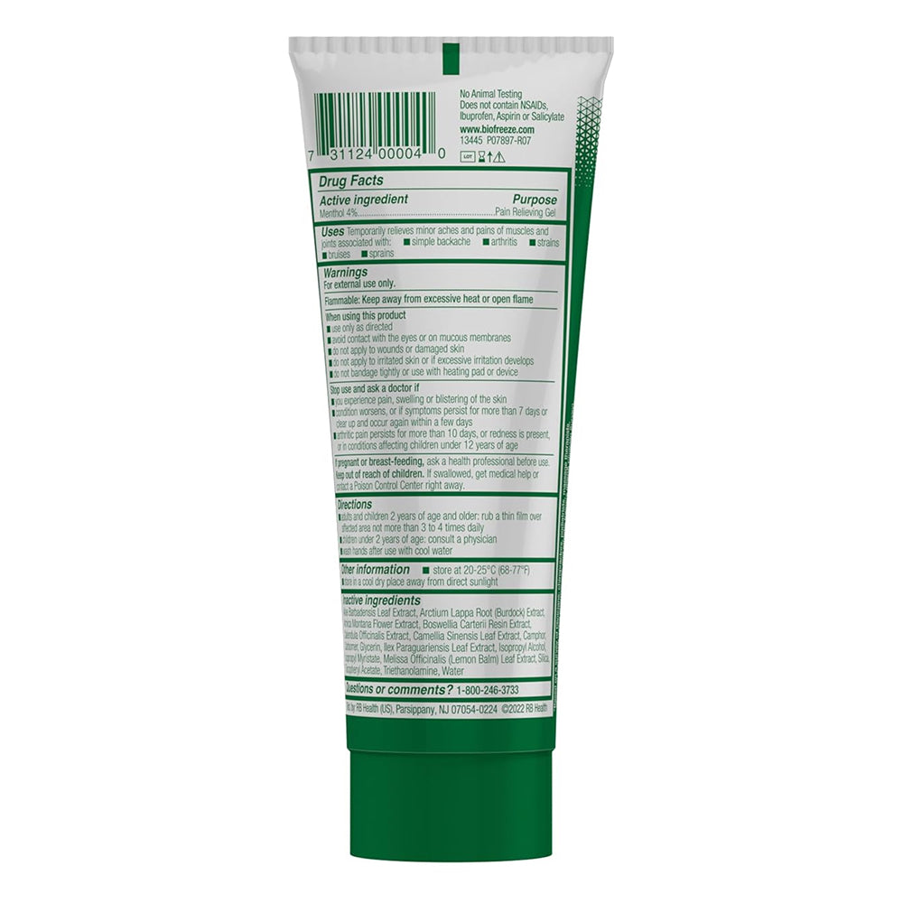 Biofreeze Classic Pain Relief Colorless Gel Tube, 3 Oz
