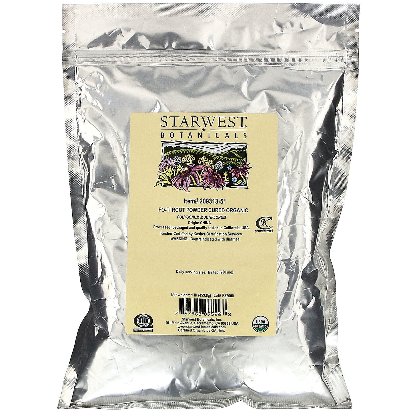 Starwest botanicals Fo-Ti Root Powder Cured Organic, 1 lb