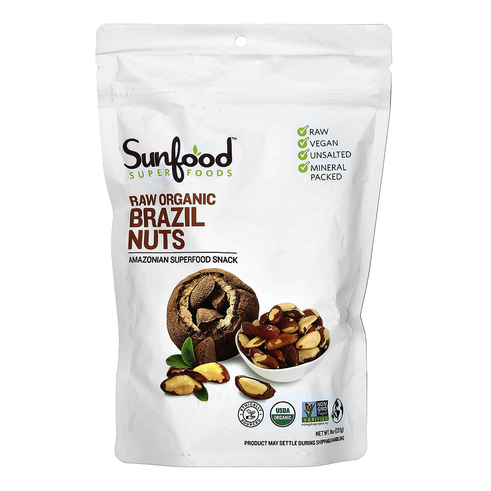 Sunfood Superfoods Raw Organic Brazil Nuts for Heart Health and Nutritional Support 8Oz (227g)