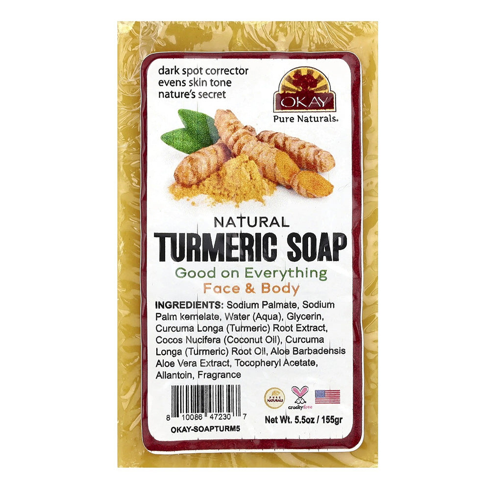 Okay Natural Turmeric Cruelty Free Soap Bar Face and Body 5.5Oz (155g)