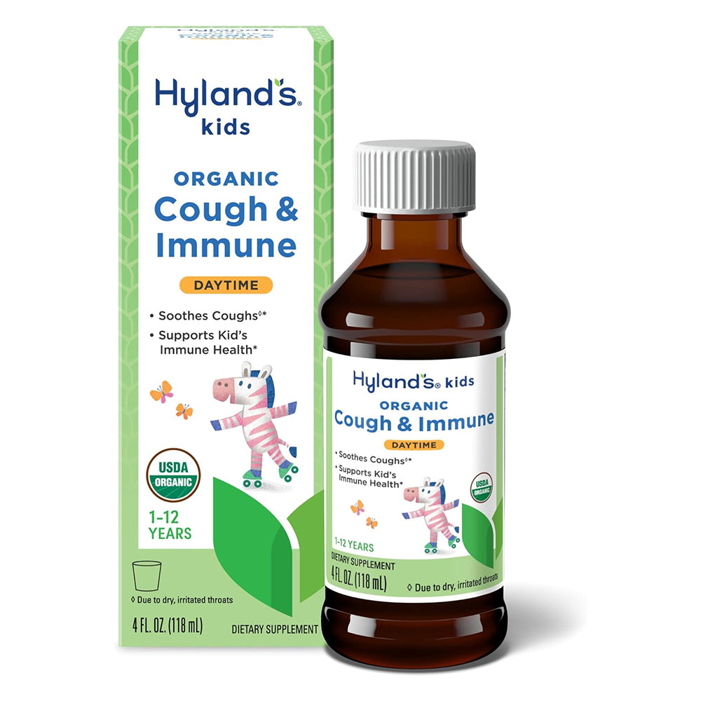 Hylands Kids Organic Cough and Immune Daytime Organic Elderberry and Honey Syrup 4Oz (118ml)