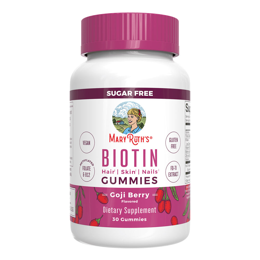 MaryRuths Organics Biotin Goji Berry Gummies with Vitamin B12 and Zicn Support Health Hair Skin and Nails 30Ea