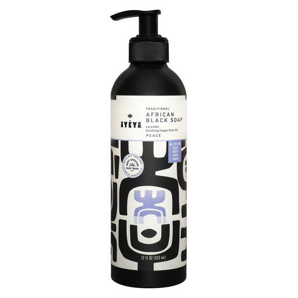 Ayeya African Black Soap Peace All in One Liquid Traditional Detoxifying Cleanser 12Oz (353ml)
