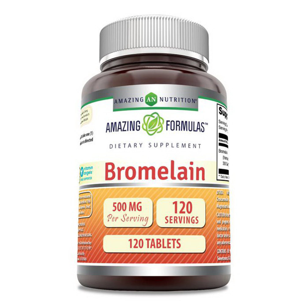 Amazing Formulas Bromelain 500mg Tablets for Gelatin Digestive Units Gluten Free 120Ea