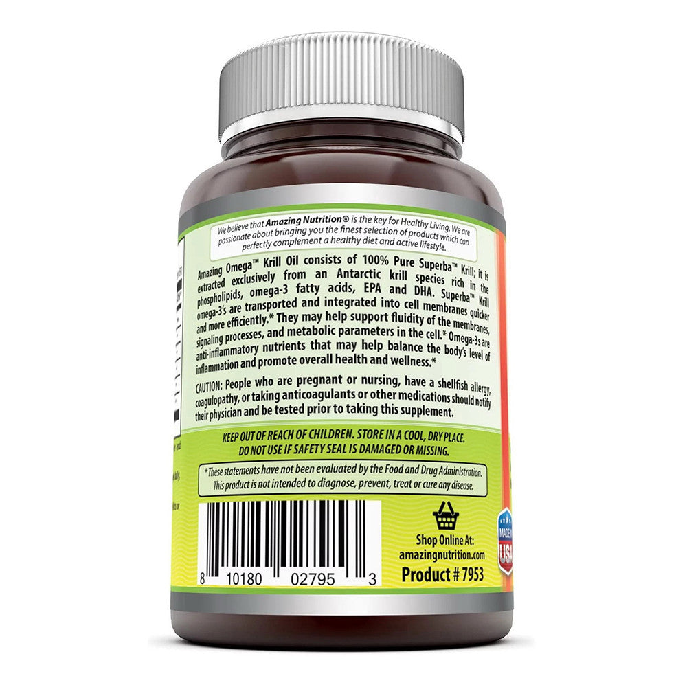 Amazing Nutrition Omega Superba Krill Oil 500 Mg Softgels for Heart, 60 Ea