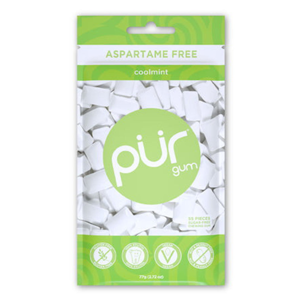 Pur Coolmint Sugar Free Gum Bag Sweetened with Xylitol Fresher Breath and Better Oral Health 55Ea
