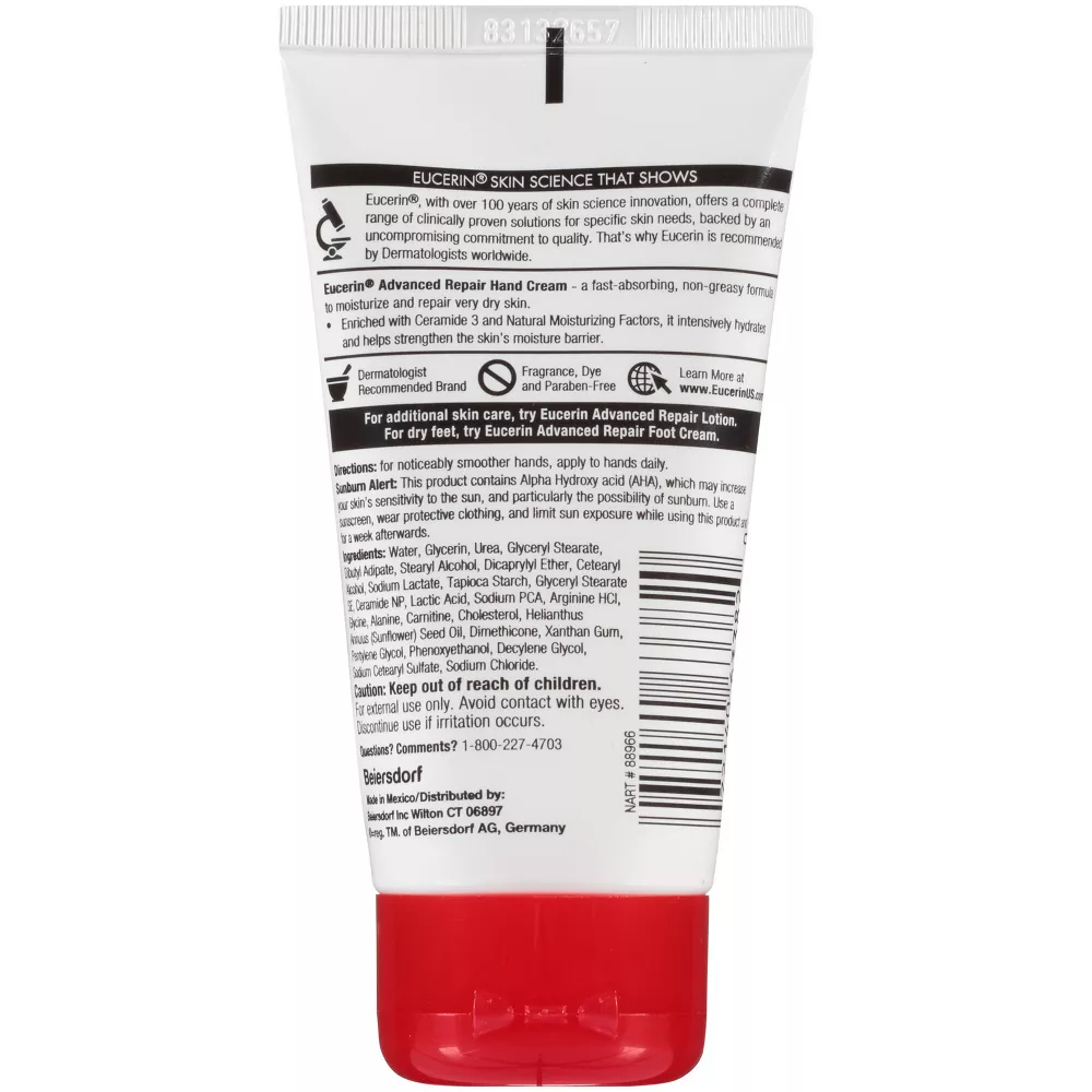 Eucerin Advanced Repair Hand Creme, Fragrance Free, 2.7 Oz
