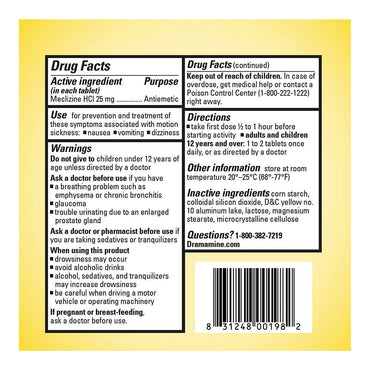 Dramamine Less Drowsy Formula Tablets, 8 Ea