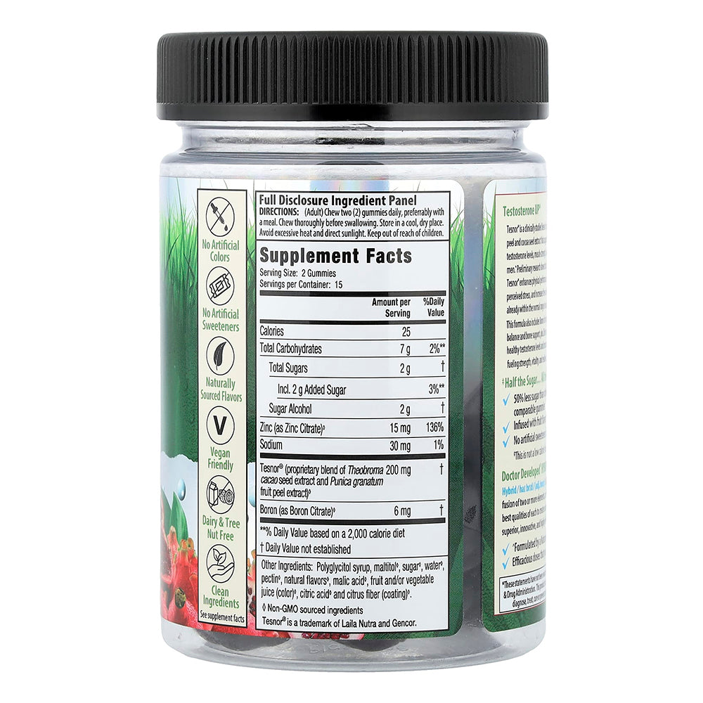 Irwin Naturals Testosterone UP Peak Performance Gummies Infused with Fruit Flavors Dragonfruit Pomegranate 30Ea