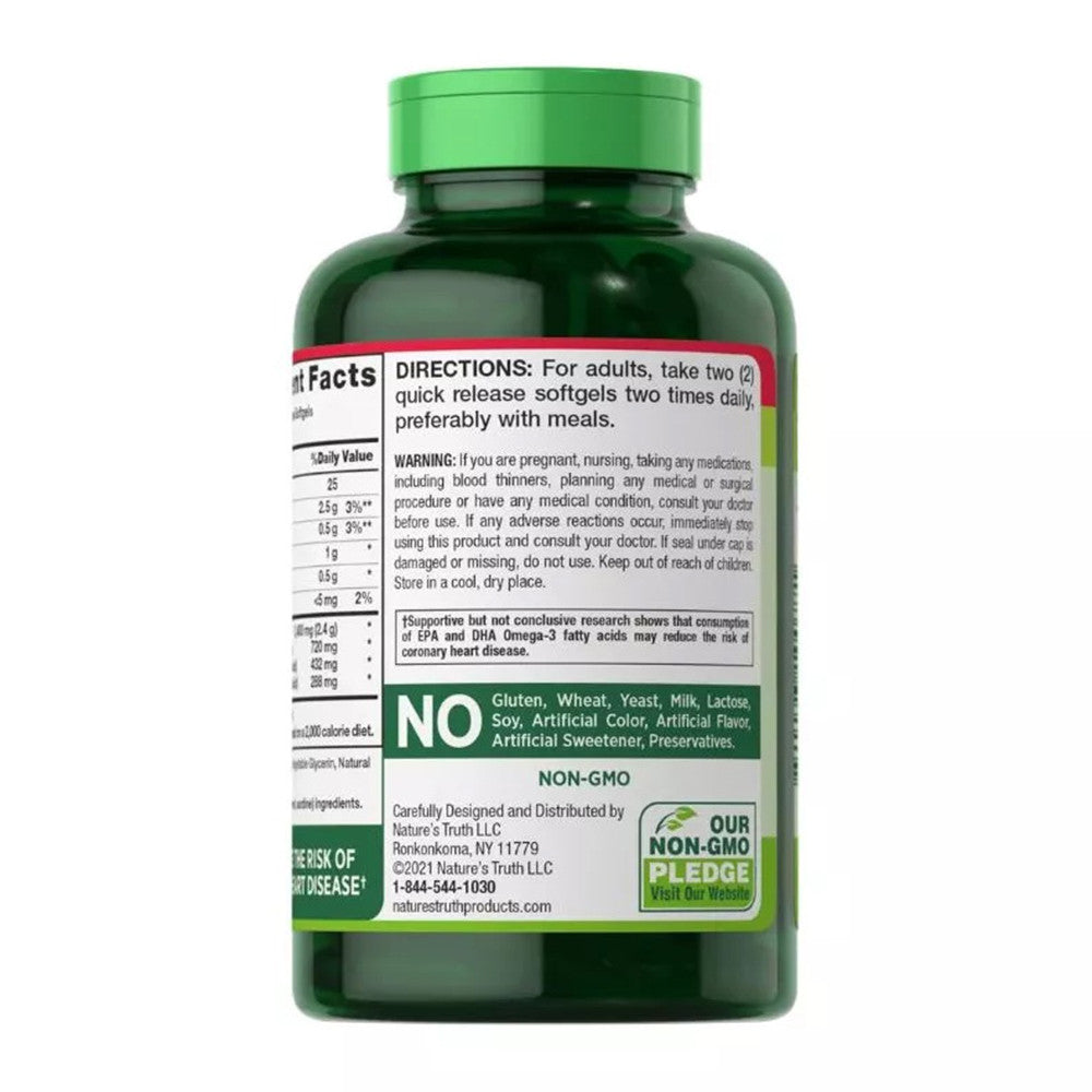 Natures Truth Fish Oil 2400 Mg Quick Release Softgel, Lemon, 120 Ea