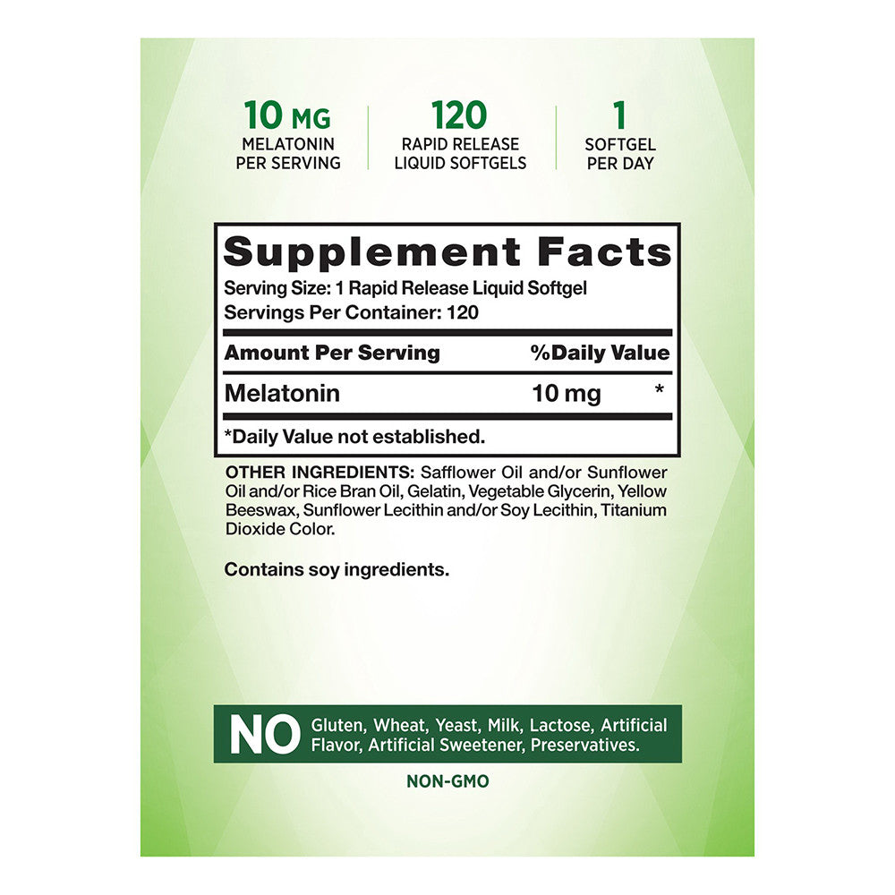 Natures Truth Melatonin 10 Mg Rapid Release Liquid Softgels, 120 Ea
