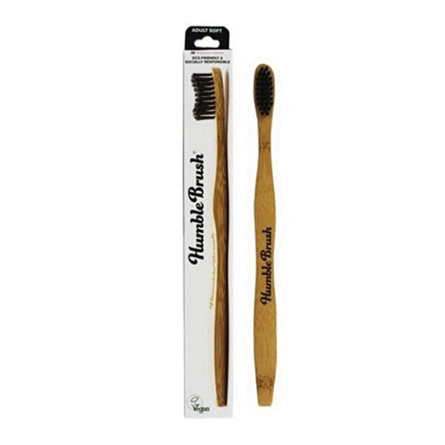 The Humble Co Adult Bamboo Toothbrush Black Soft for Gentle Daily Cleaning of Teeth and Gums 1Ea