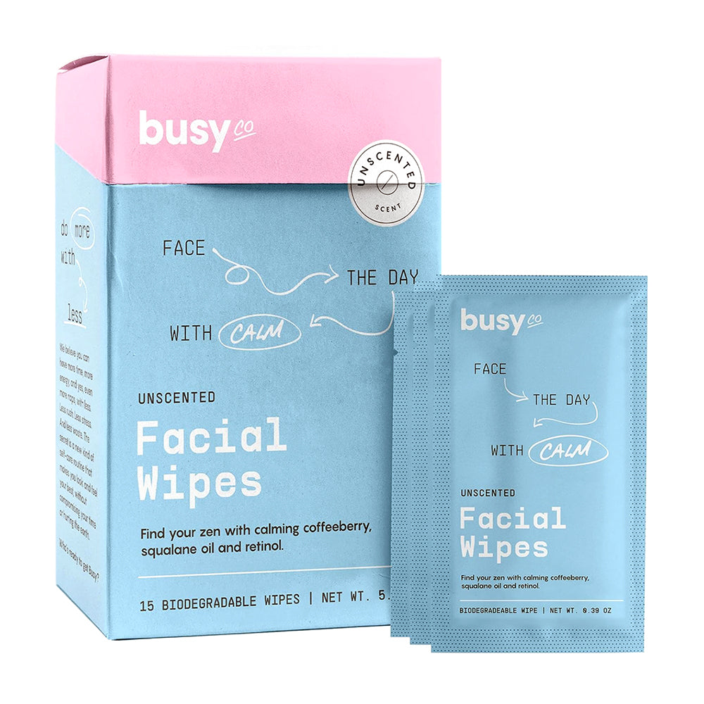BUSYCO Calm Facial Wipes Gentle Cleansing 15Ct