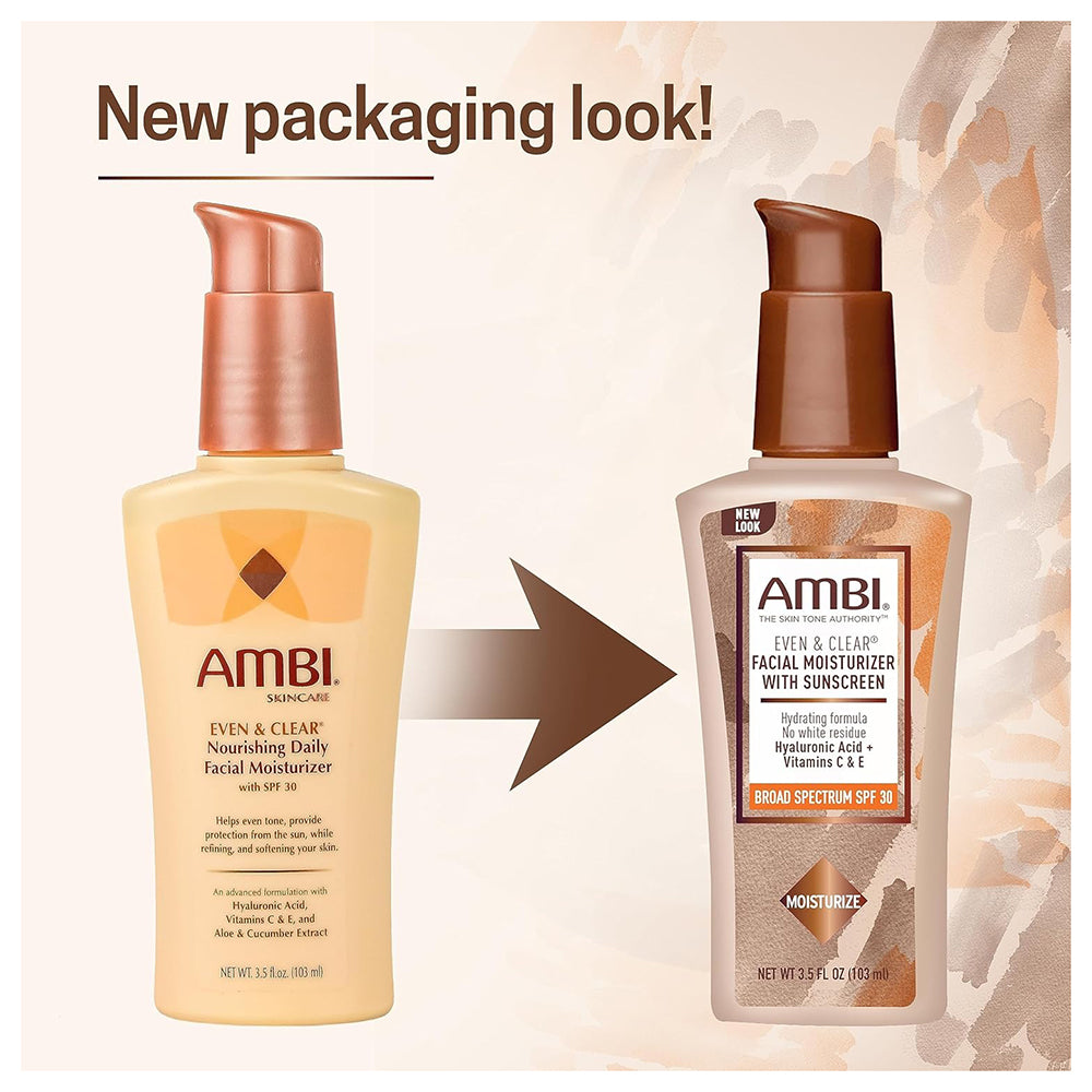 Ambi Even and Clear Facial Moisturizer for Skin Hydration SPF 30 3.5Oz (103ml)