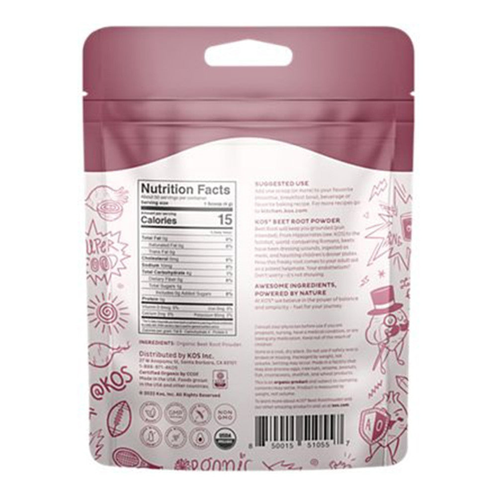 KOS Organic Beet Root Powder, Superfood Booster, 7.1 Oz