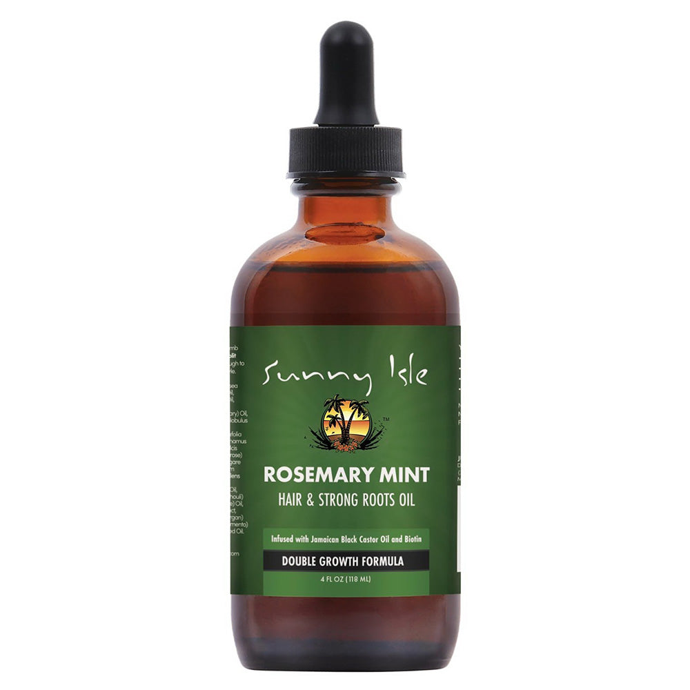 Sunny Isle Rosemary Mint Hair and Strong Roots Hair Oil with Biotin Jamaican Black Castor Oil 4Oz (118ml)