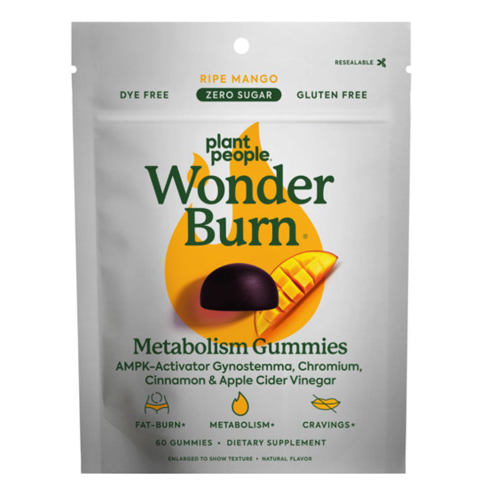 Plant People WonderBurn Metabolism Gummies Zero Sugar Ripe Mango Flavor 60Ea